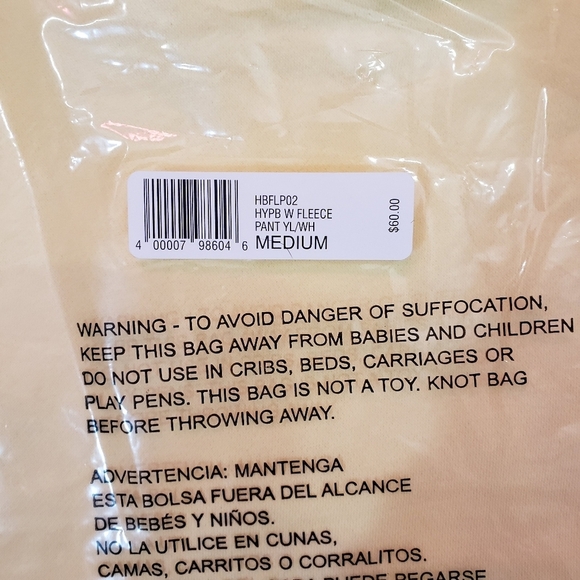 NWT‎ Hypebae Fleece Pants in yellow Size medium - Picture 6 of 6